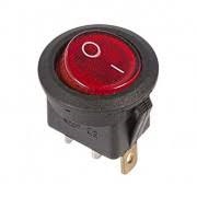 Выключатель клавишный круглый Rexant 250V 3А (3с) ON-OFF красный с подсветкой Micro картинка